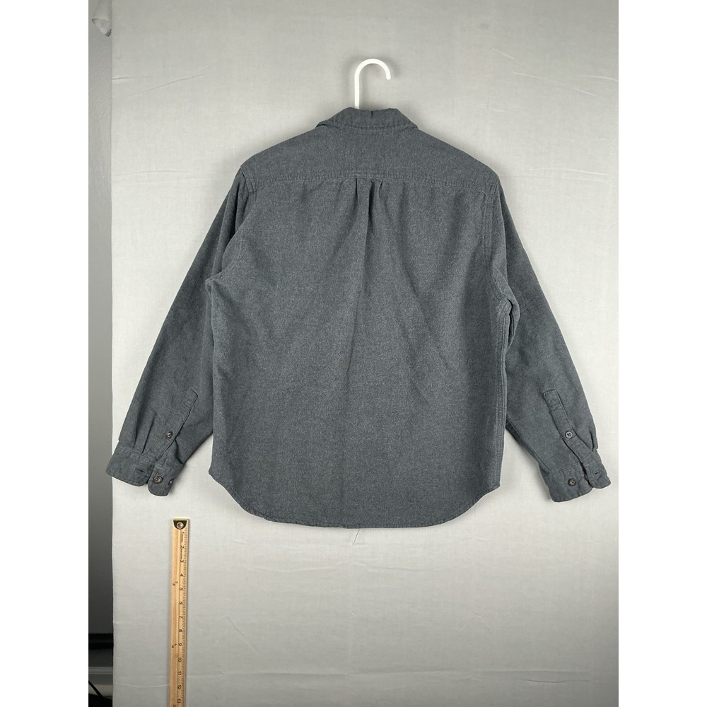 Eddie Bauer Long Sleeve Heavy Flannel Shirt Men's Medium Classic Fit Gray Hiking - Picture 9 of 9